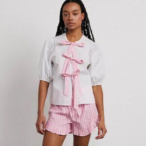 Ping Gingham Bow Set (Damson Madder) - size 16 (L/XL)